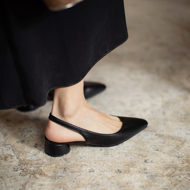 Michelle | Women's Chunky Heel Pointed Toe Shallow Sandals