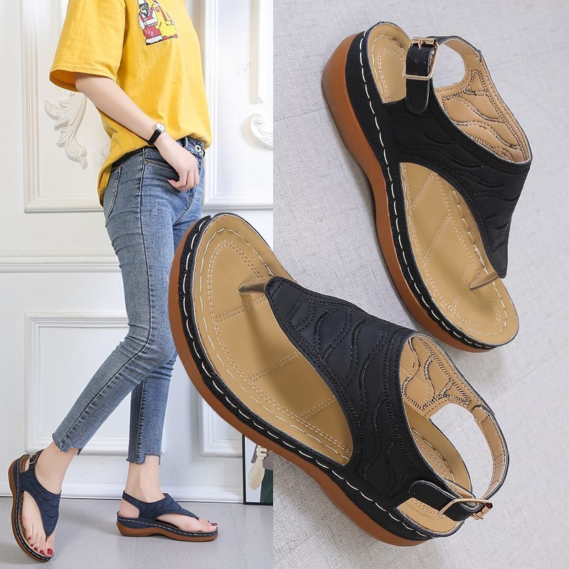 Samantha | Casual Sandals Women's Wedge Solid Color Flip Flop Sandals
