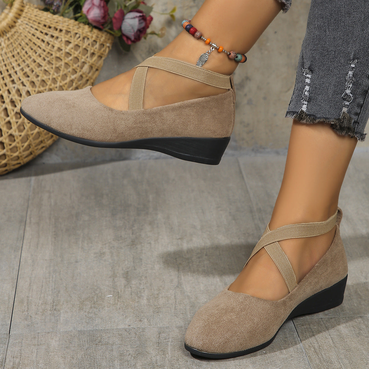 Orthopedic Balance Cross Strap Comfort Flats – Stylish Support Everyday Shoes