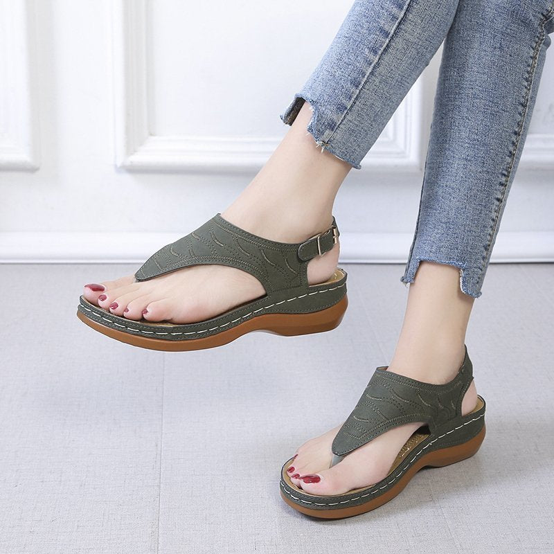 Samantha | Casual Sandals Women's Wedge Solid Color Flip Flop Sandals