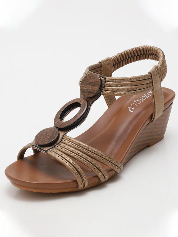 Emmalyn | Women’s Orthopedic Wedge Sandals with Ring Detail and Elastic Strap