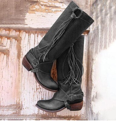 Dallas | Women’s Western Fringe Orthopedic Knee-High Boots