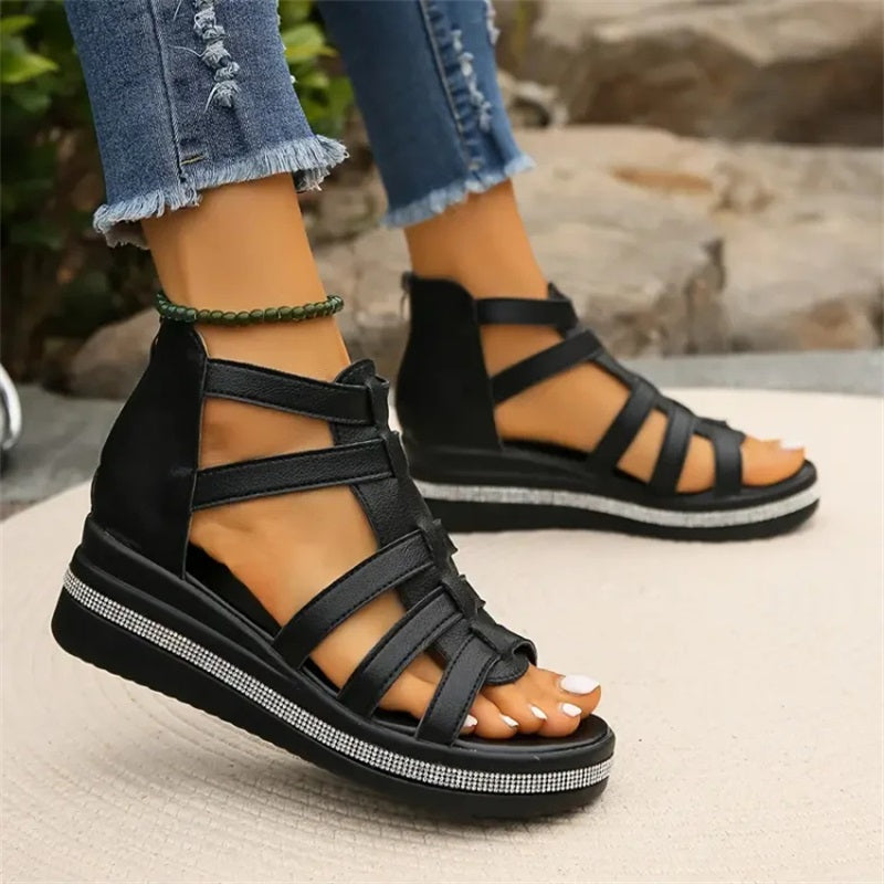 Brianna | Orthopedic Gladiator Wedge Sandals – Adjustable Strappy Comfort