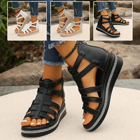 Brianna | Orthopedic Gladiator Wedge Sandals – Adjustable Strappy Comfort
