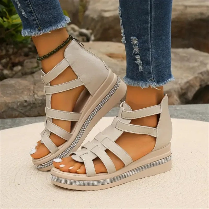 Brianna | Orthopedic Gladiator Wedge Sandals – Adjustable Strappy Comfort