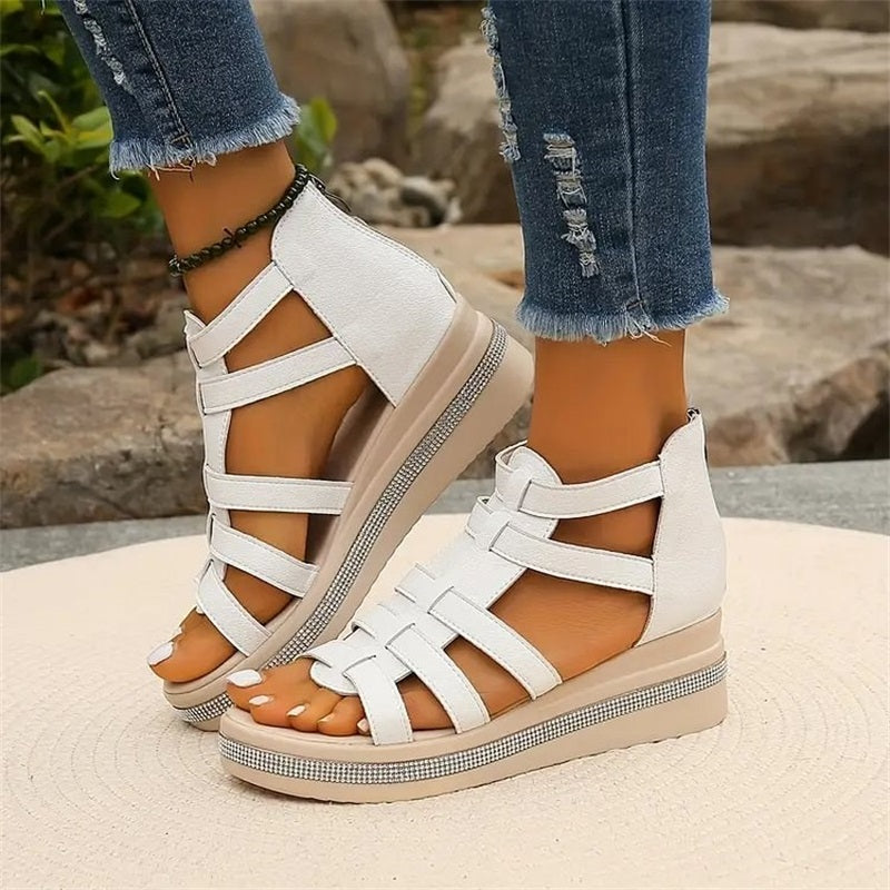 Brianna | Orthopedic Gladiator Wedge Sandals – Adjustable Strappy Comfort