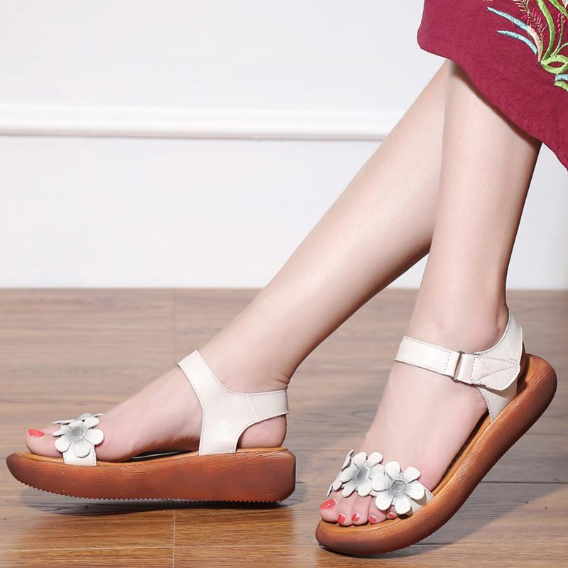 Melanie | Women’s Orthopedic Floral Leather Sandals with Adjustable Strap