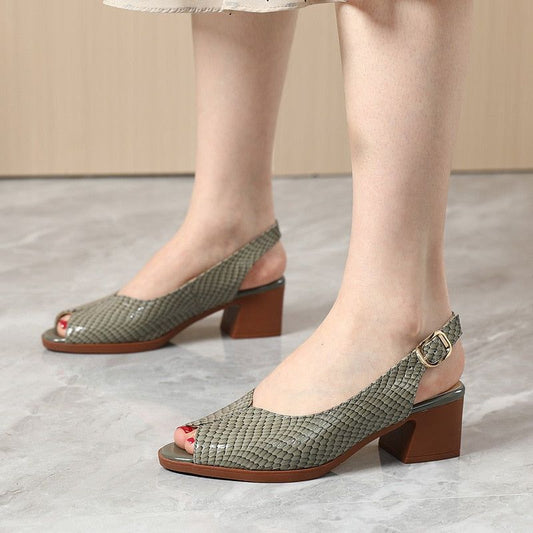 Caroline | Slingback Block Heel Sandals – Peep-Toe Everyday Elegance