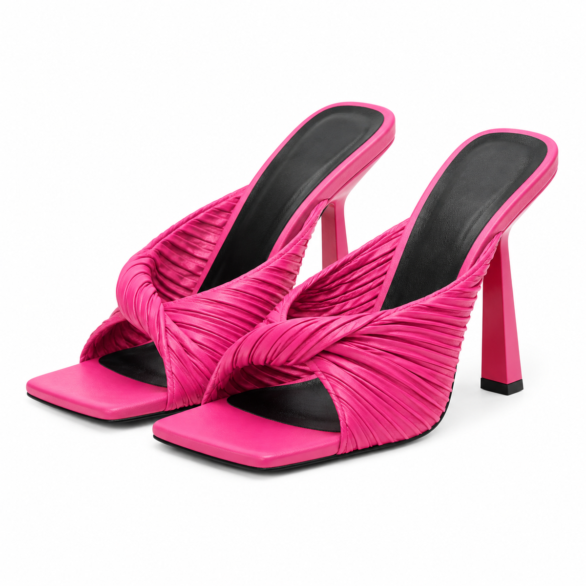 Binta | Women’s Orthopedic Pleated Square Toe Stiletto Mule Sandals