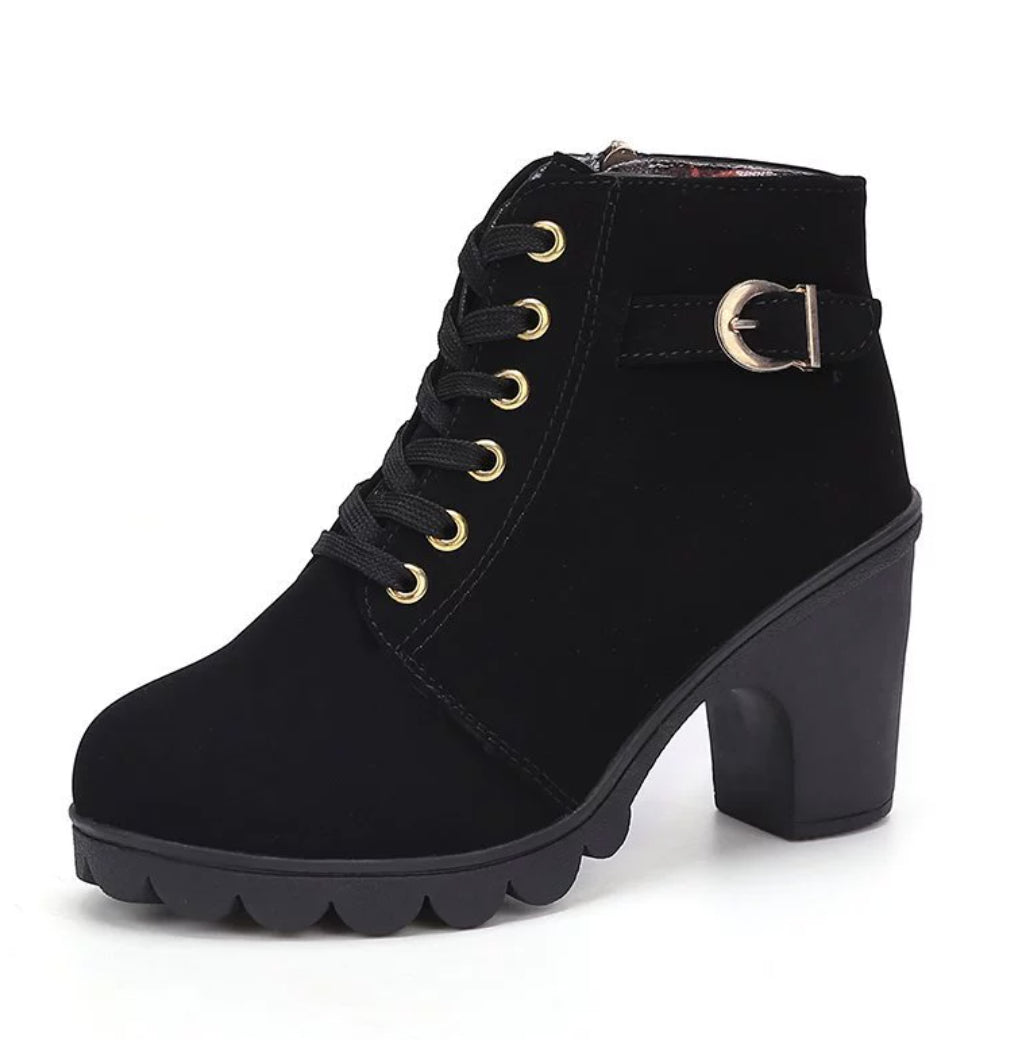 Orthopedic Balance Leopard Print Ankle Boots - Square Heel