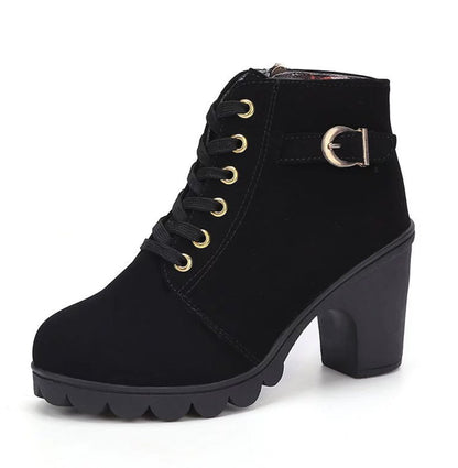 Orthopedic Balance Leopard Print Ankle Boots - Square Heel