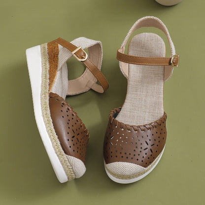 Orthopedic Balance Breathable Woven Mary Jane Platform Sandals