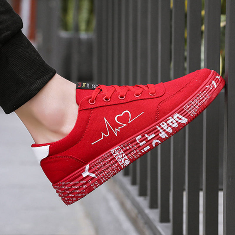 Orthopedic Balance Love Print Canvas Shoes For Couples - Unique And Trendy