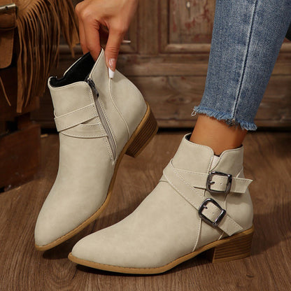 Orthopedic Balance Ankle Boots - Chunky Heel Leather Comfort