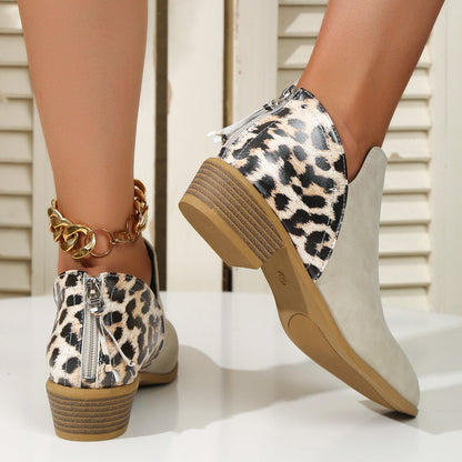 Orthopedic Balance Leopard Boots - Chunky Heel Comfort
