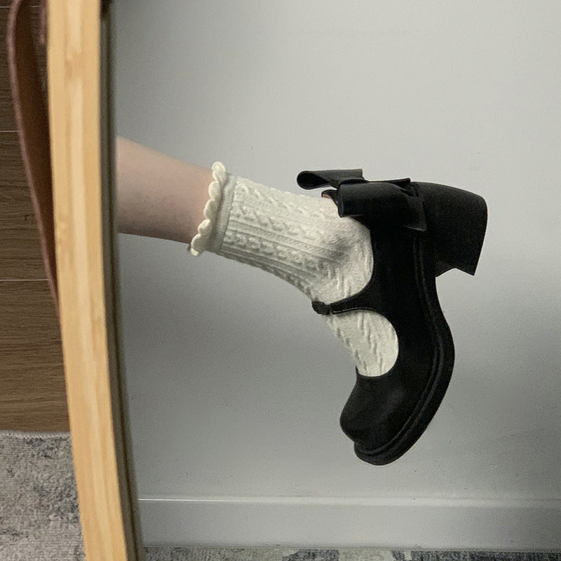 Orthopedic Balance Height Boost Chunky Heel Leather Shoes