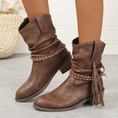 Orthopedic Balance Pleated Tassel Boots - Ergonomic Comfort