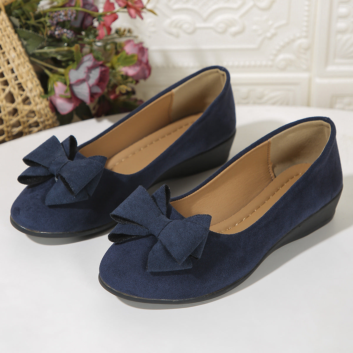 Orthopedic Balance Suede Shoes With Bow And Elastic - Unique Elegance