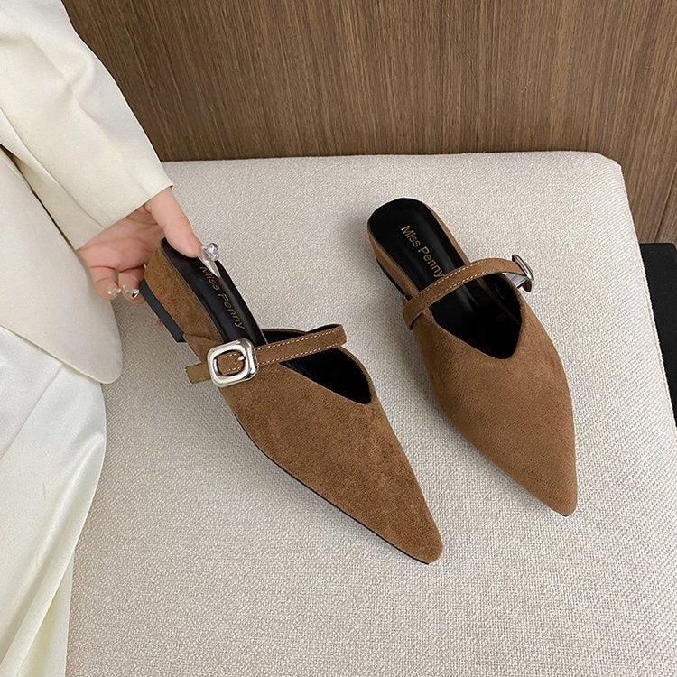 Orthopedic Balance | Pointed Toe Buckle Strap Slingback Flats