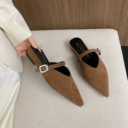 Orthopedic Balance | Pointed Toe Buckle Strap Slingback Flats