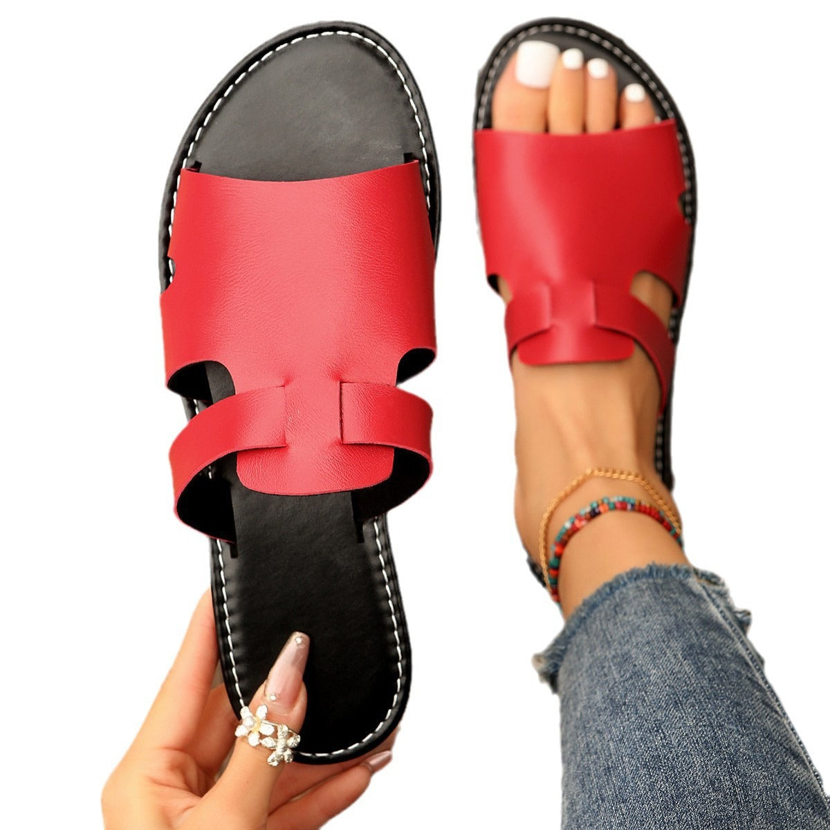 Orthopedic Balance Plain Flat Slippers - Casual Elegance