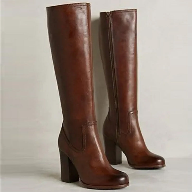 Orthopedic Balance Plus-Size Boots - Chunky Heel & Zipper