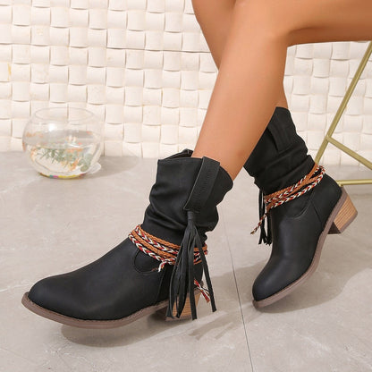 Orthopedic Balance Pleated Tassel Boots - Ergonomic Comfort