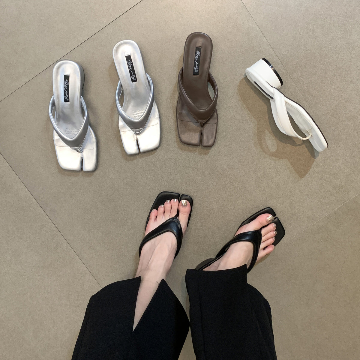 Wistera  | Women’s Orthopedic Square Toe Thong Mule Sandals