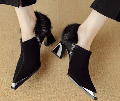 Orthopedic Balance Chic Retro Heeled Shoes With Zipper And Unique Elegance