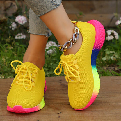 Orthopedic Balance Lace-Up Mesh Shoes With Rainbow Sole