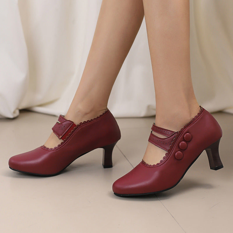 Orthopedic Balance Vintage Button Mary Jane Heels – Elegant Comfort Classic Pumps