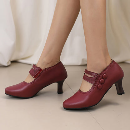 Orthopedic Balance Vintage Button Mary Jane Heels – Elegant Comfort Classic Pumps