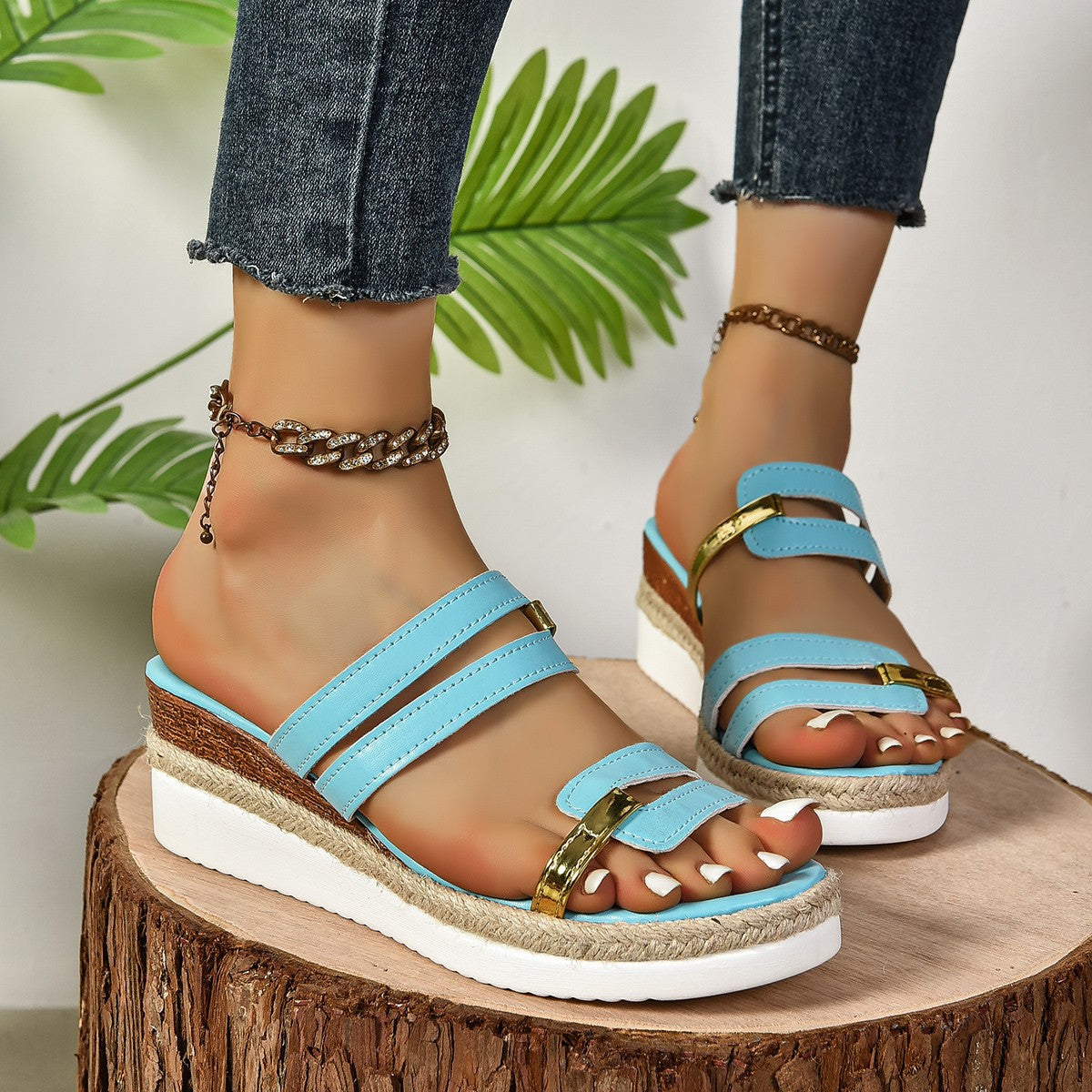 Orthopedic Balance Unique Colorblock Wedge Sandals For Summer - 