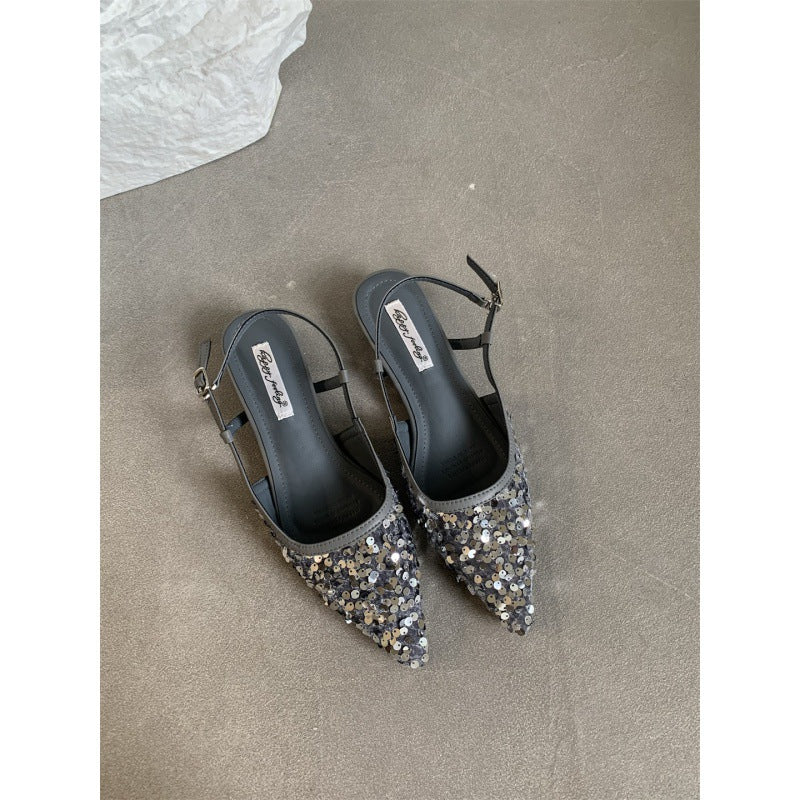 Orthopedic Balance Silver Sequined Pumps - Unique French Style