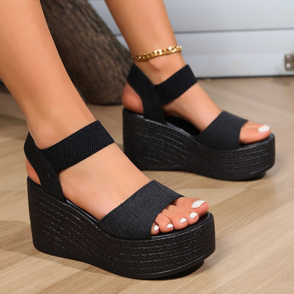 Seraphina | Women’s Orthopedic Elastic Strap Platform Wedge Sandals