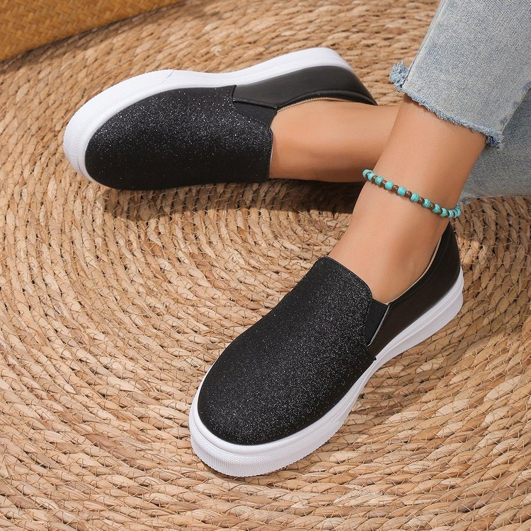 Orthopedic Balance Round-Toe Flat Shoes With Sequins - Unique Elegance