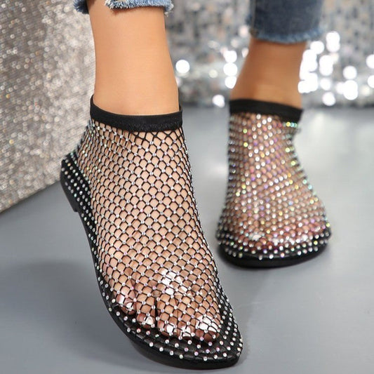 Orthopedic Balance Hollow Flat Sandals With Rhinestones - Summer Fashion