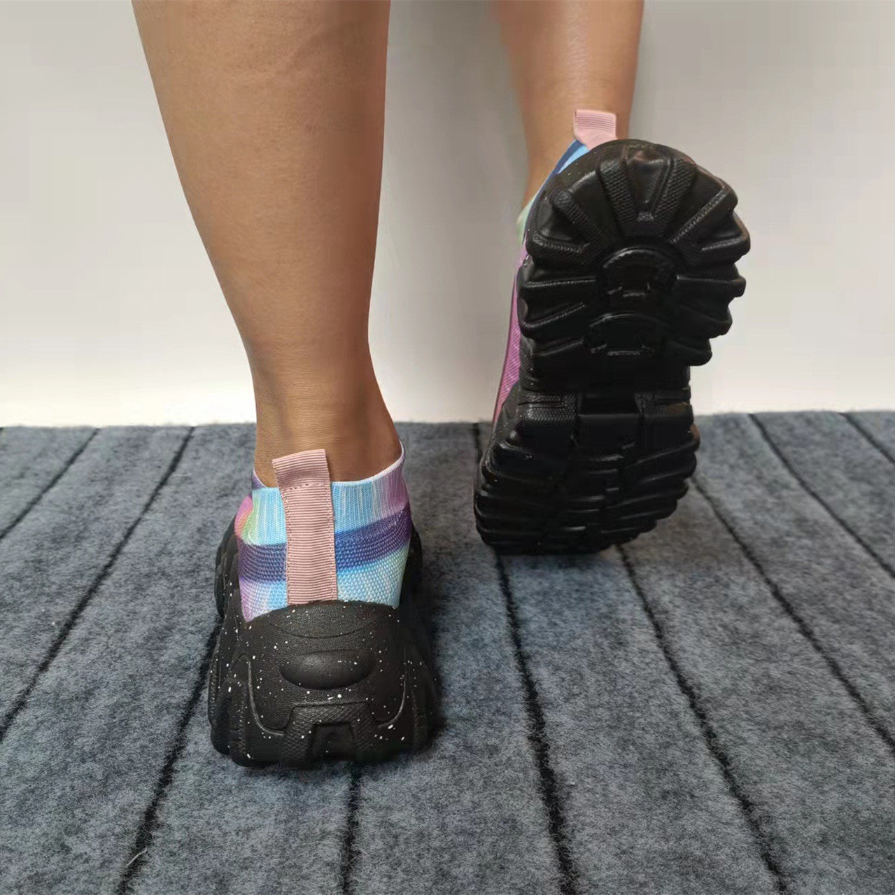 Orthopedic Balance | Rainbow Knit Slip-On Platform Sneakers