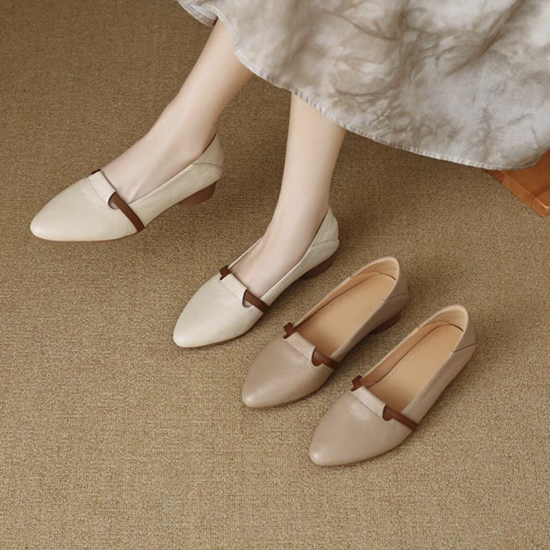 Orthopedic Balance Elegant Leather Strap Flats – Minimalist Comfort Everyday Shoes