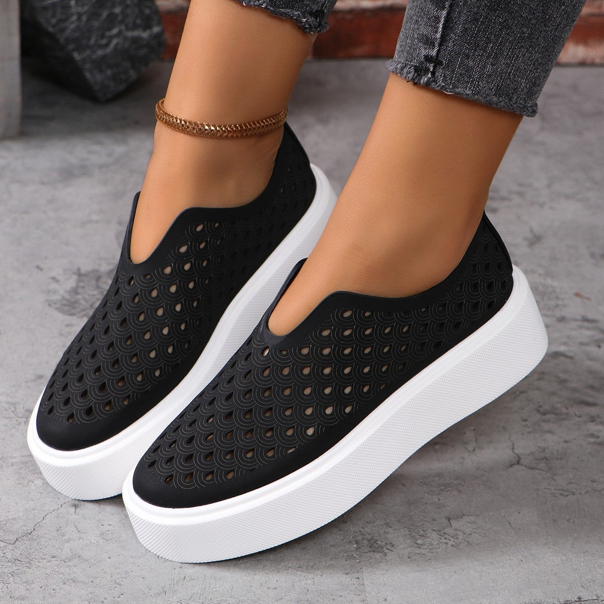 Orthopedic Balance Women’s Perforated Slip-On Sneakers – Breathable Platform Comfort Shoes