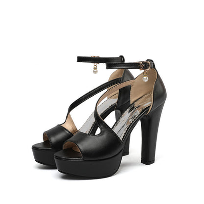 Roselle | Elegant Ankle-Strap Platform Heels with Peep-Toe Design
