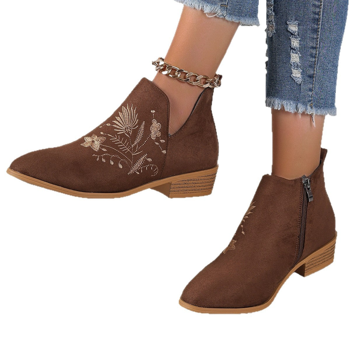 Orthopedic Balance Printed Short Boots - Pointed Toe Comfort
