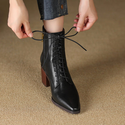 Orthopedic Balance Ankle Boots - Thick Heel Lace-Up Comfort