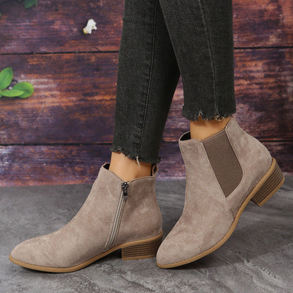 Orthopedic Balance Suede Ankle Boots - Thick Heel Comfort
