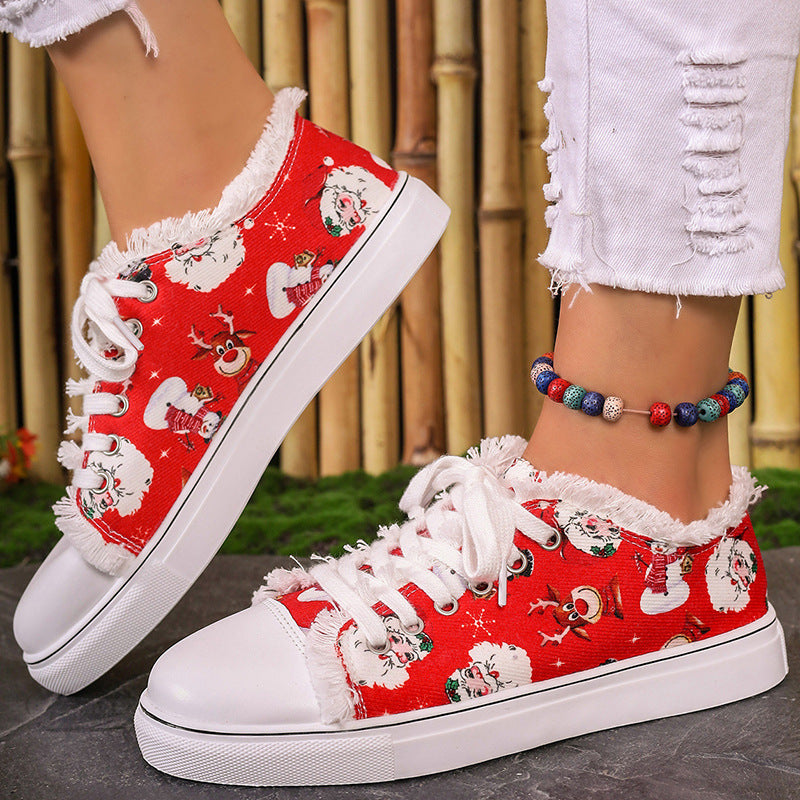 Noella | Holiday Santa Claus Patterned Sneakers