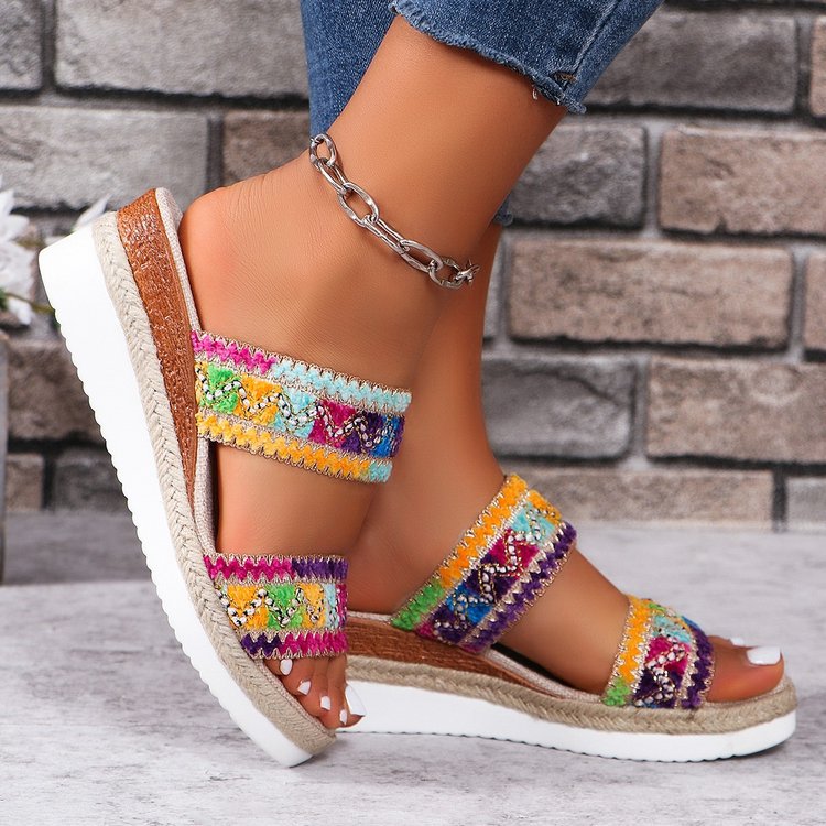 Orthopedic Balance Woven Sandals With A Wavy Pattern - Unique Ethnic Style