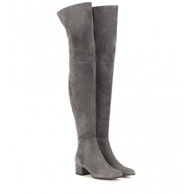 Madlenka | Suede Over-the-Knee Orthopedic Block-Heel Boots