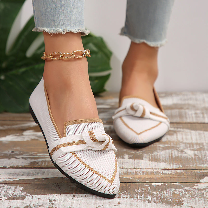 Orthopedic Balance Pointed Toe Flat Shoes With Bow