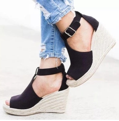 Orthopedic Balance Straw Wedge Sandals - Unique Elegance And Comfort