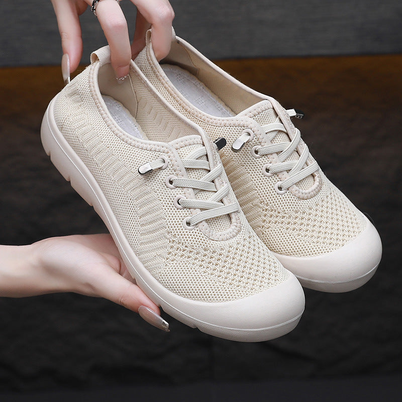 Orthopedic Balance Women’s Knit Lace-Up Sneakers – Lightweight Breathable Comfort Shoes